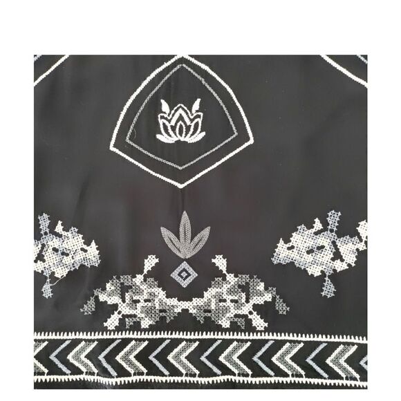 MONORENO V NECK BOHO EMBROIDERED DRESS SHADES OF GRAY SZ M - Picture 5 of 10